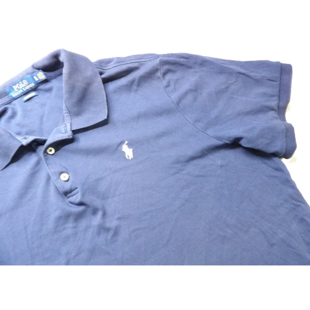 Polo Ralph Lauren Classic Fit Polo Men XL Blue White Pony Cotton Mesh Shirt Golf